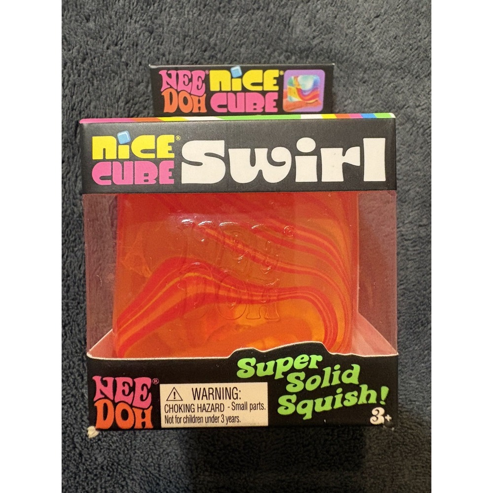 NeeDoh Nice Cube Swirl Orange Super Solid Squish Sensory Toy